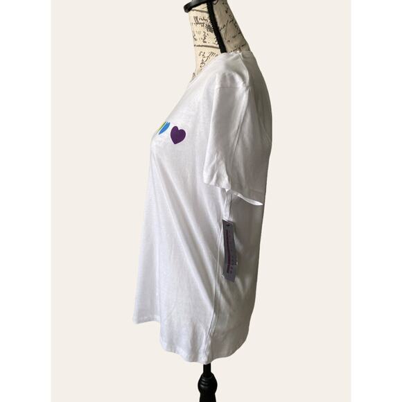 New Prince Peter Collection Rainbow Hearts Pride White T-Shirt Love Large NWT - Picture 5 of 11